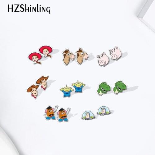 Toy story Buzz Lightyear Cartoon Acrylic Stud Earrings Resin Epoxy Ear Jewelry