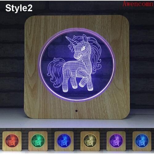 Unicorn New Horse Frame 3D LED ABS Plastic Night Light DIY Customized Lamp Table Lamp Kids Colors Gift Home Decor Dropshipping