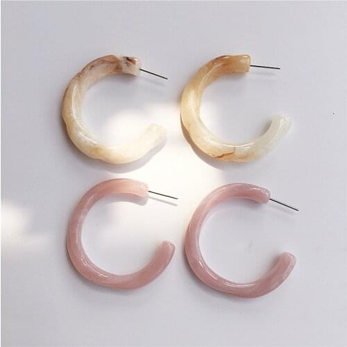 UJBOX New Textured 4mm Thick Acetic Earrings for Women Geometric Round Irregular Acetic Acid Earrings Jewelry Gift