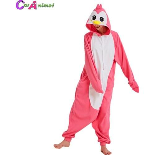 Women Pink Penguin Kigurumi Cartoon Animal Onesies Pajama Adults Halloween Carnival Masquerade Party Jumpsuit