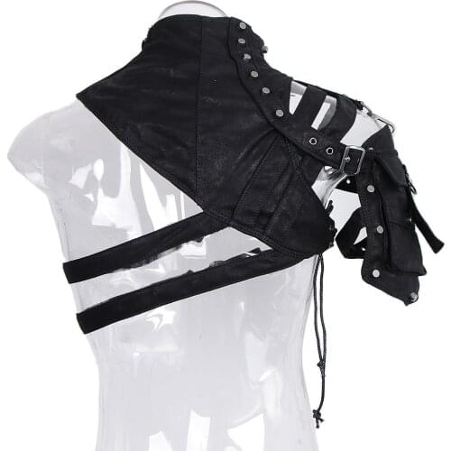 Vintage Womens Victorian Steampunk Leather Pauldron with Shoulder Bag Fancy Dress Costume