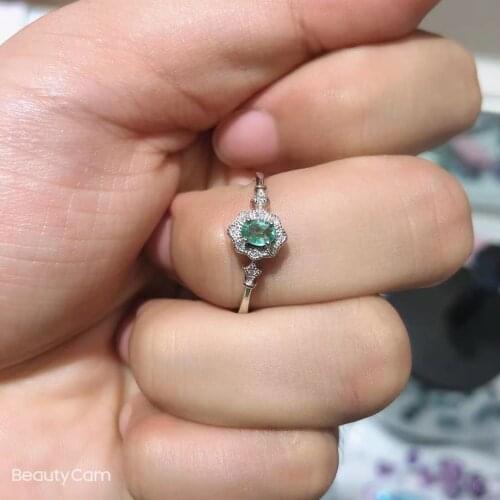 Natural 4*6mm Colombia emerald Ring s925 sterling silver Exquisite fine Jewelry for women party Natural green gemstone