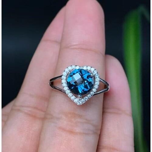 High-Quality Blue Topaz Gemstone Heart-shaped Ring S925 Silver Charming Fine Fashion Jewelry for Women Free Shipping Hot Sale