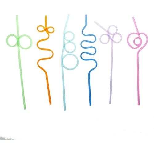 10pcs Plastic Colorful Drinking Straw Crazy Curly Loop Drinking Straws Milk Tea Wedding Birtay Party Supplies