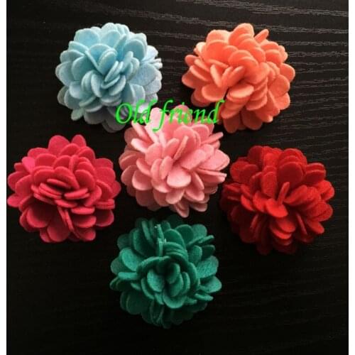 100pcs/lot New Sytle Felt Fabric Hair Flower DIY Ruffle Felt Flower Wedding Handmade Fabric Flower