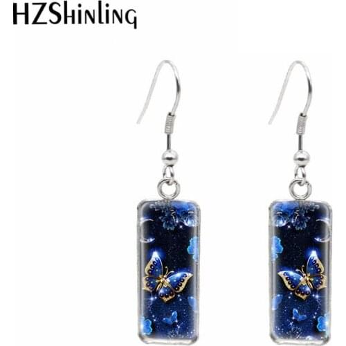 2019 Stainless Steel Square Fish Hook Earring Butterfly Earrings Square Butterfly EarringsSummer Accessory Pierced Ears