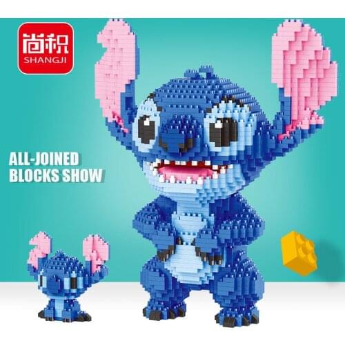 2300pcs+ Stitch Diamond Building Block Mirco Lilo & Stitch Figure Cute 3D Model 22cm For Children Mini Bricks Toys 21823