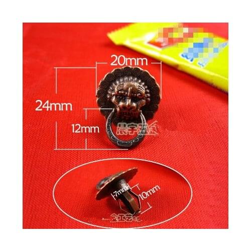A062 wine of ancient lion head handle special decorative buckle red bronze lion