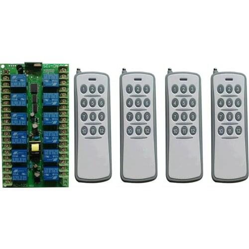 AC220V 12 CH 12CH Channel10A RF Wireless Remote Control Switch System Transmitter + Receiver/lamp/Garage Door/shutters/ window