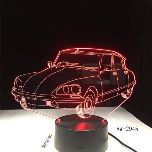 Acrylic Sports Car Design 3D Led Gift Lamp Colorful Touch Remote Control Usb Night Light 7 Colors Change Kids Lamp AW-2945