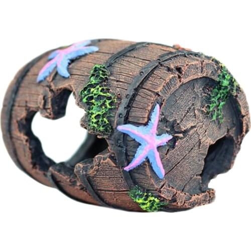 Aquarium Equipment Hollow Accessories Fish Turtle Tank Decoration Landscaping Resin Crafts Shrimp Fish House Antique Wine Barrel