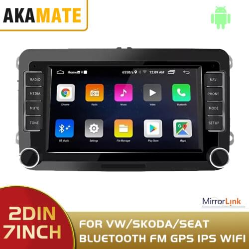 Android 10 2 Din Car Radio GPS Bluetooth FM Multimedia Player For 7'' Universal Volkswagen/VW/Skoda/Seat/Passat B7/POLO/GOLF 5 6