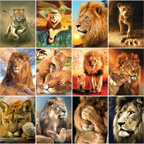 AZQSD Diamond Embroidery Lion Mosaic Full Square Diamond Painting Animal Cross Stitch Kits Rhinestones Needlework Home Decor