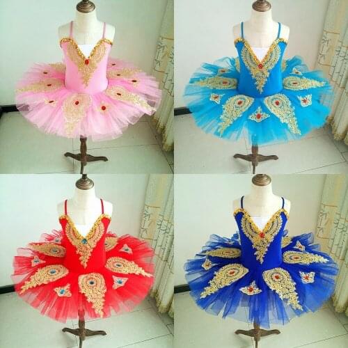Ruby Diamond Pancake Swan Lake Ballet Bailarina Kids Stage Performance Costume Dance Dress For Girls Ballet Dress Tutu Children