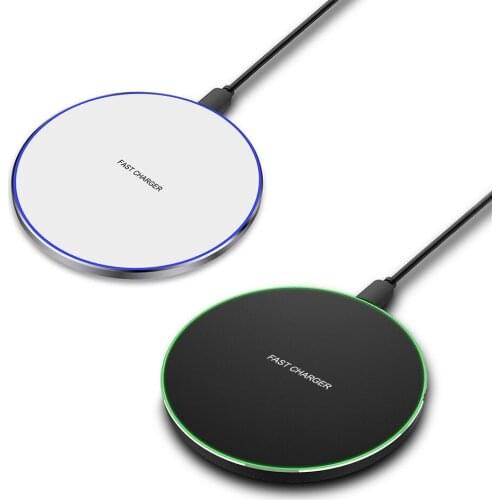 QI wireless charger Aluminum alloy disc 10W fast charge wireless charging for Apple iphone 8 11 for Samsung S10 S20 mobile phone
