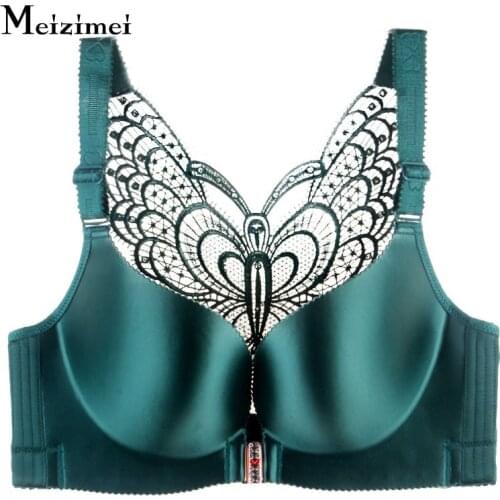 Meizimei Sexy Seamless Front Closure Bra Big Butterfly Adjustable Push Up Plus Size for Women Large Size C D E Cup Brassiere