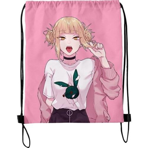 My Hero Academia Himiko Toga 3D Merch Fashion Style Student Shoulder Storage Bag Drawstring Travel Beach Backpack Toys Shoes