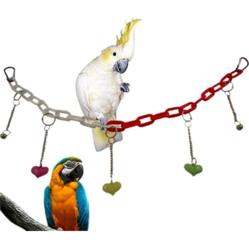 Parrot Swing Perch Heart Bird Hanging Swing Parrot Hanging Perch Bird Supplies Bells Toys Perch Hanging Swings Cage for Pets