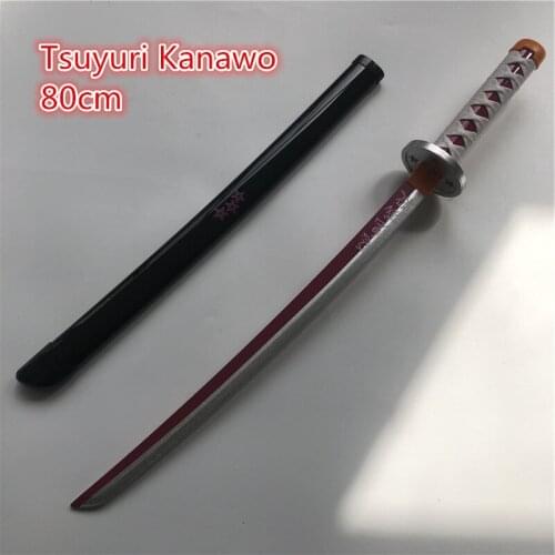 Kimetsu no Yaiba Sword Weapon Demon Slayer Tsuyuri Kanawo Cosplay Sword 1:1 Anime Ninja Knife wood toy 80cm