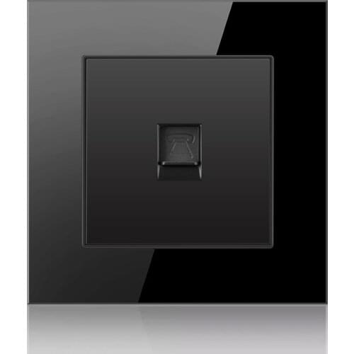 Computer Phone TV Wall Socket Panel, Computer connect Jack, Crystal Glass Panel Cable network Interface Outlet,Rj45 socket,86*86