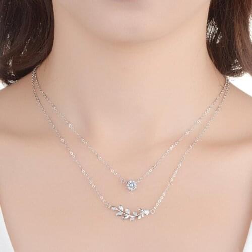 925 Sterling Silver Muti-layer Micro CZ Leaf Zircon Necklace For Women Clavicle Chain Necklace Jewelry Wholesale S-N238