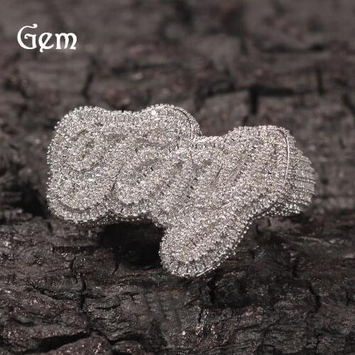 Hip Hop Exaggeration Custom DIY Small Open Font Zircon Ring European and American Ins Net Red Trend Piece for Men and Women