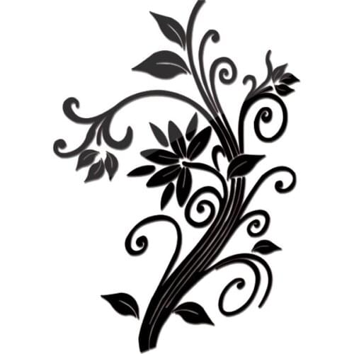 Plant sticker modern home decoration flower Background Acrylic furniture mirror wall stickers for Art living room still life