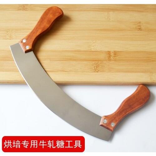 Nougat sugar knife stainless steel wood handle rocking knives biscuit pizza cutter baking tools cutting kitchen tool