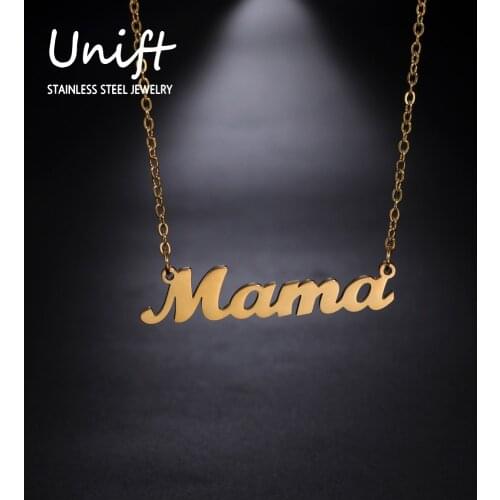 Unift Letter Name Mama Necklace For Women Stainless Steel Clavicle Chain Choker Trendy Jewelry Birthday Mothers Day Gifts