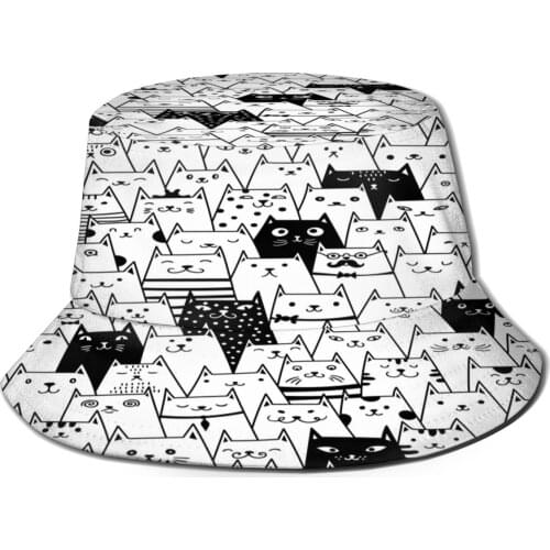 CINESSD Little Feral Cat Bucket Hat Summer Hats Fisherman Hat Foldable Women Men Sunscreen Shade Caps
