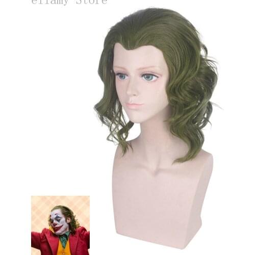 Movie Joker Arthur fleck Cosplay hairwear short Green Wig+Wig Cap