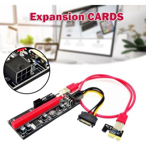 PCIE Riser 1X to 16X Graphics Adapter Extension for GPU Mining Powered Riser Adapter Card 6Pin Power Cable Computer Cables