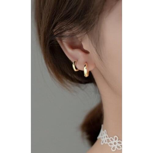 Simple Design Smooth OL Ear Clip On Earrings 925 Sterling Silver Geometric Ear Cuff Women Clip Earrings Fashion Jewelry Gift