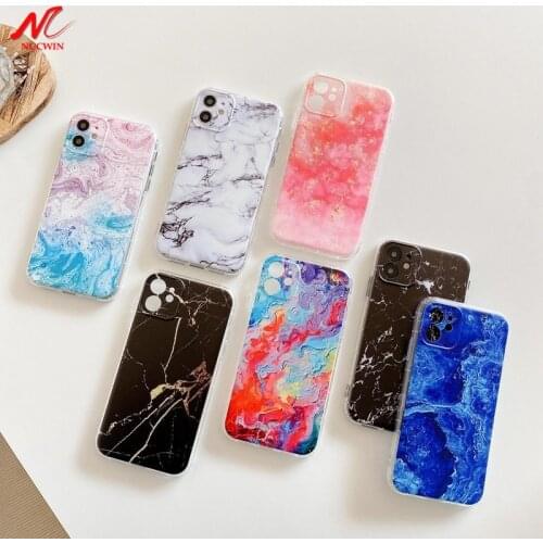 Airbag Shockproof Marble Case for iPhone 11 12 Pro Max 7 8 Plus X XS XR 12 Mini SE 2020 Soft Silicone Watercolor Clear TPU Cover