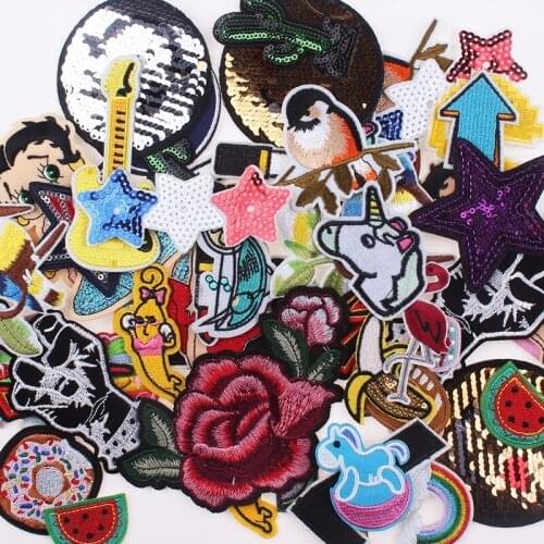 Pulaqi Random Mixture 30PCS Stock Wholesale Flower Bird Iron On Patches For Clothes Embriodered Patch DIY Decoration F