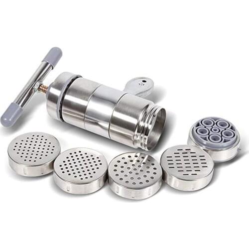 Hot Creativetop Stainless Steel Manual Noodles Press Machine Pasta Maker with 5 Noodle Mould