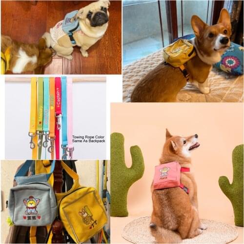 Dourable Canvas Backpack Fashion Pet Dog Backpack For Dogs Bag Harness Dog Accessories Corgi Poodle Pet Supplies Customizable