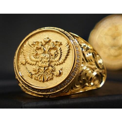 The Double-headed eagle Silver Rings for man Vintage Sheridan Pattern Fashion Jewelry