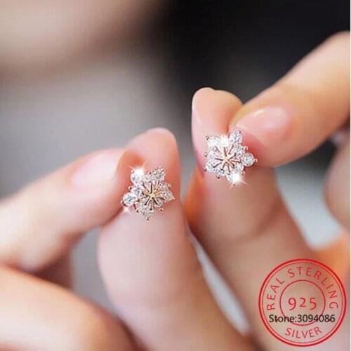 Stud Earring New Hot Sell Trendy Super Shiny Zircon Ice Flower 925 Sterling Silver Earrings for Women Wholesale Jewelry