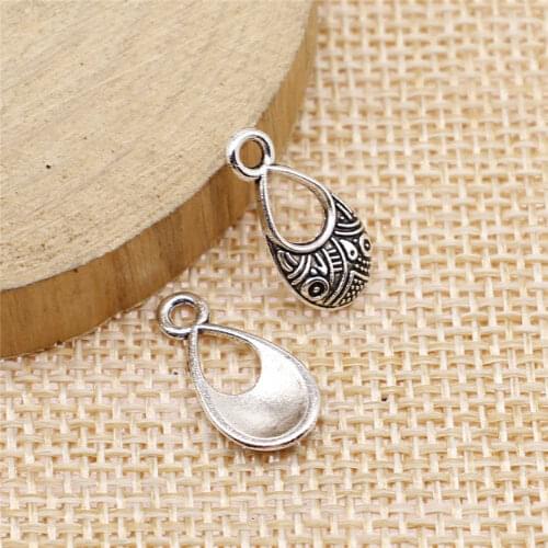 Earring Charms For Jewelry Making 40pcs Water Drop Charms 9x17mm Antique Silver Plated