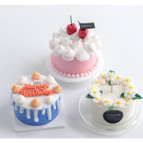 Simulation cream cake candle mold round shape design candle silicone mold cherry mold fruit scented candle making