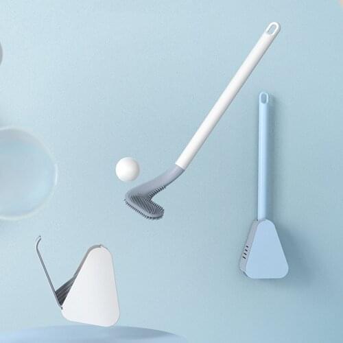 New Golf Silicone Toilet Brush New Type of Brush Head Bendable Head To Clean Toilet No Dead-end Wall-Mounted Cleaning Tools