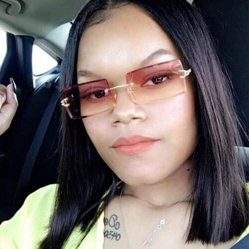 Luxury Womens Rimless Sunglasses Men Vintage Rectangle Sunglasses Brand Fashion Gradient Lens Square Sun glasses UV400 Shades