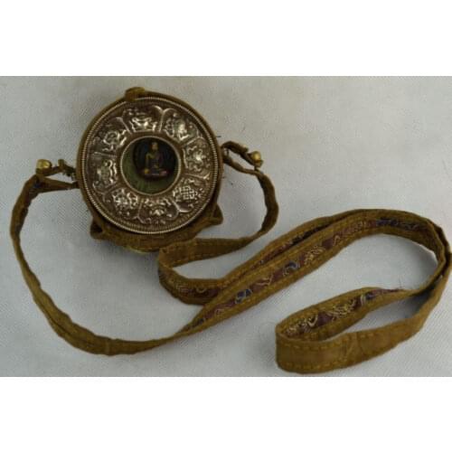 Old Decorated Hand Miao Silver Carve Dragon Buddha Exorcism Embroidery Statue