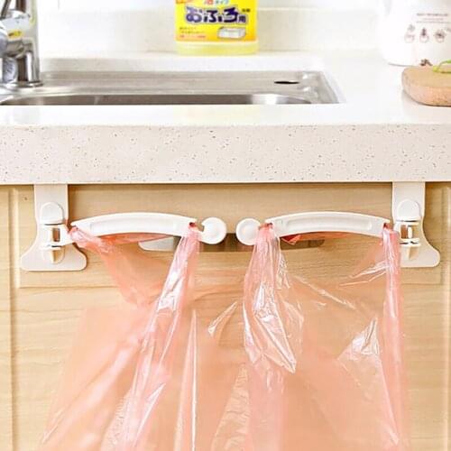 Kitchen Space Saving Cupboard Back Trash Bag Hook Rack Cabinet Door Garbage Bag Holder Hanging Frame Rubbish Bag Storage Stand