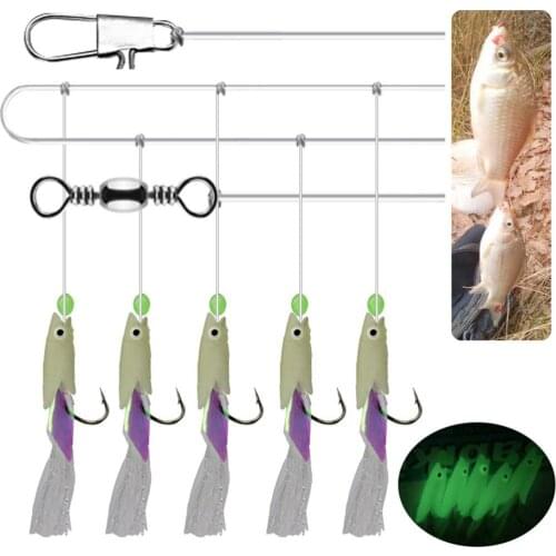High Quality Carbon Steel Mackerel Feathers Bass Cod Lure Sea Fishing Luminous Fishing Hook Treble Bait Fishing Wire