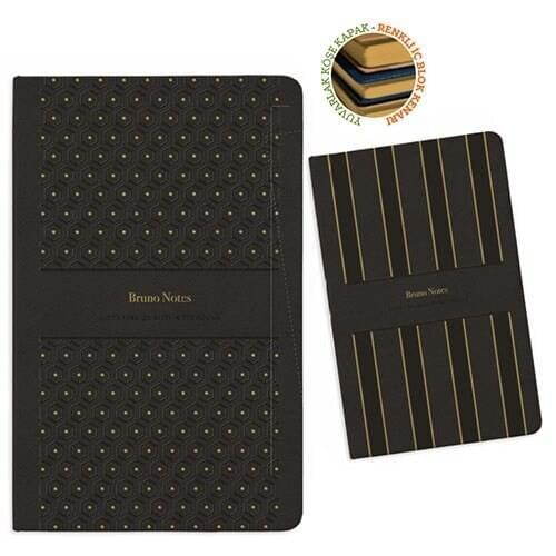 Envy Bruno Yarn Stitched Hard Leather Cover Notebook 13x21 120yp Striped