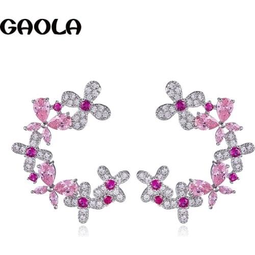 GAOLA Cute Multicolor Stone Blue Cubic Zircon Geometric Stud Earring For Women Girls GLE9183