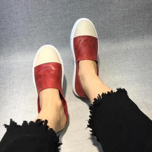 2020 Women basic flats shoes genuine leather rubber sole shallow loafers sneaker ladies ballet Fashion breathable white shoes