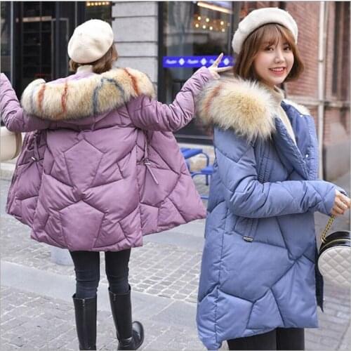 Female winter jackets and coats 2019 Long hooded Parkas women Wadded Jacket warm overcoat Big Fur Collar chaqueta mujer Z209